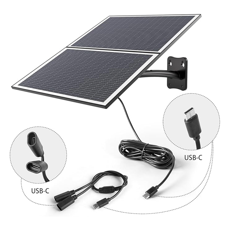 20W Solar Panel for Battery Security Cameras | Type-C cable (3 Metre) | Connect It Ireland