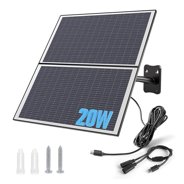 20W Solar Panel for Battery Security Cameras | Type-C cable (3 Metre) | Connect It Ireland