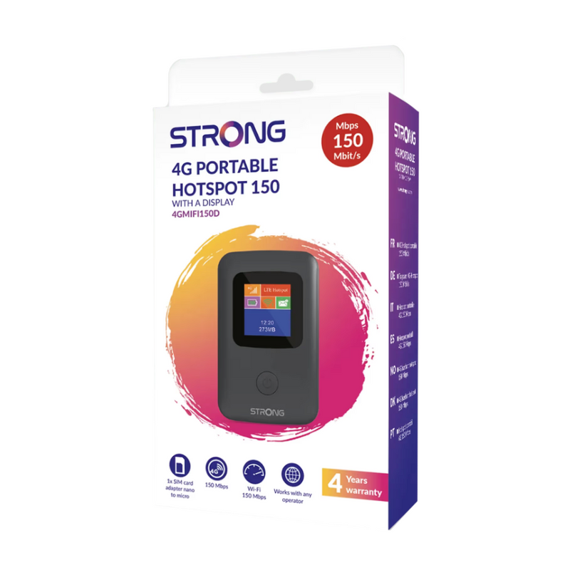 Strong 4G MIFI150 – Router Portatile 4G Con Display, Fino A 150 Mbps – Saponetta Wi-Fi Nera - Foto 2