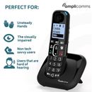 Amplicomms BigTel 1502 Cordless Big Button Phone for Elderly Duo | Black | Connect It Ireland