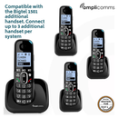 Amplicomms BigTel 1500 Cordless Big Button Phone for Elderly | Black | Connect It Ireland