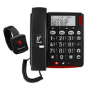 Amplicomms BigTel 50 Big Button Corded Telephone with Alarm Bracelet | Black | Connect It Ireland