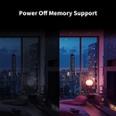 Aqara LED Bulb T2 E27 demonstrating power-off memory feature in a city apartment setting. Retains lighting settings after power loss.