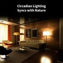 Aqara LED Bulb T2 E27 in a living room with circadian lighting that syncs with natural light. Promotes wellness through smart lighting.