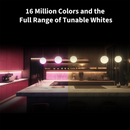 Aqara LED Bulb T2 E27 in a modern kitchen showing 16 million colors and tunable whites. Offers vibrant and adjustable smart lighting.