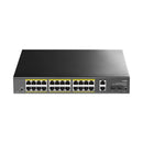 Cudy 24-Port Gigabit PoE+ Switch with 2 Uplink Gigabit Ports and 2 Gigabit SFP Slots 300W | GS1026PS2 | Connect It Ireland