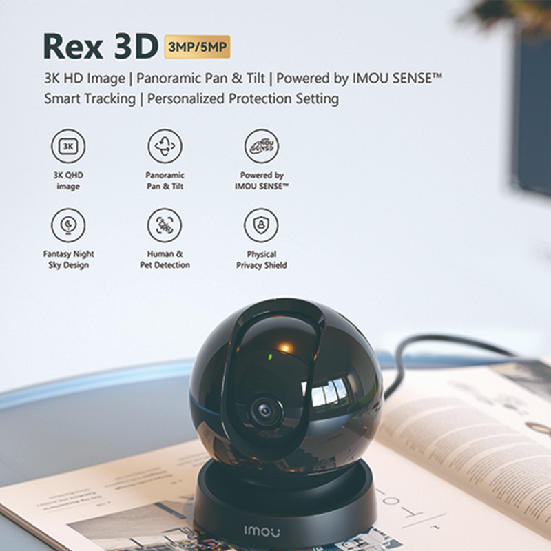 IMOU Rex 3D 2K Indoor Pan Tilt Smart Security Camera | Black | Connect It Ireland