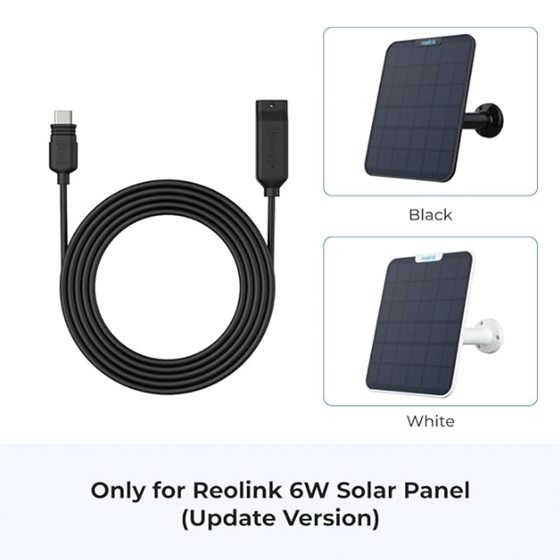 4.5m Type C Extension Cable for Reolink Solar Panel 2 (6W) | Black | connect It Ireland