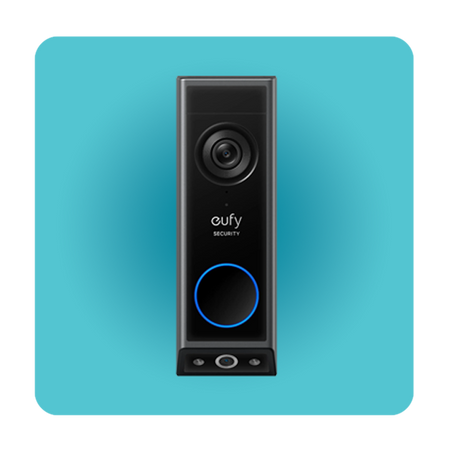 eufy Smart Video Doorbell on blue background