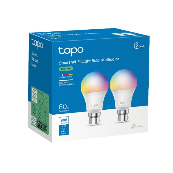 Tapo | B22 Smart WiFi Multicolour Lightbulb (2-Pack)
