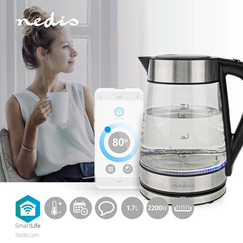 Nedis | Smart WiFi Electric Kettle with Voice Control | 1.7L | Connect It Ireland