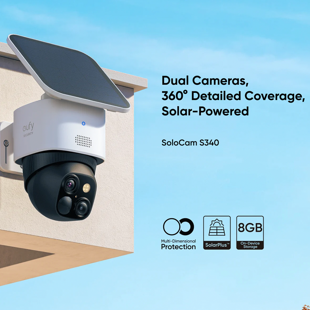 Eufy Solocam S340 Solar Security Camera Clear 3K View
