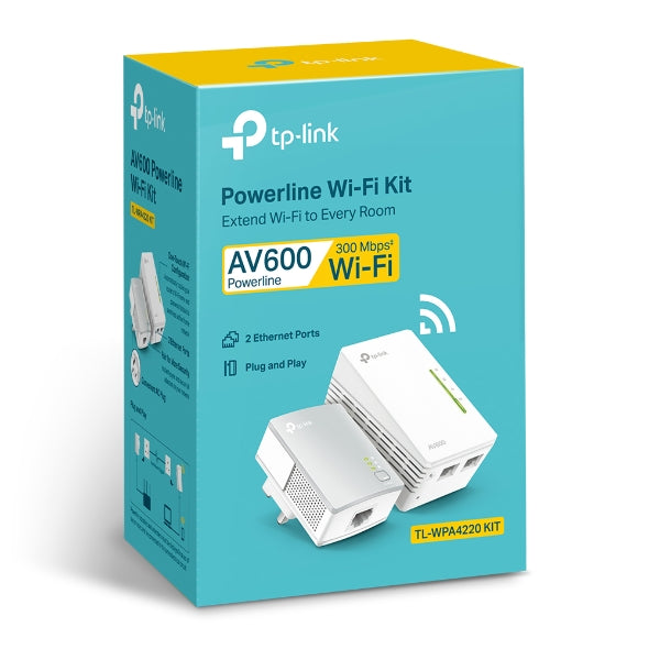 AV600 Powerline Wi-Fi Extender with 2 LAN ports | TL-WPA4220 KIT Starter Kit box