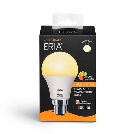 ERIA A60 9W | Smart Dimmable Warm White B22 Light Bulb box