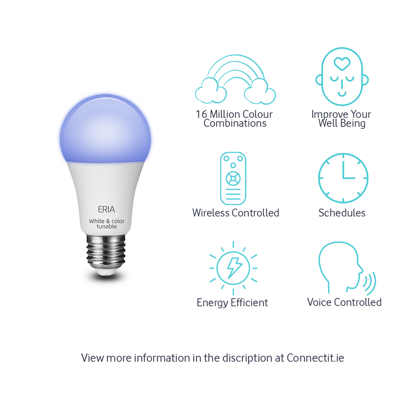 ERIA | Smart White and Colour Tunable E27 Light Bulb