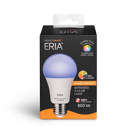 ERIA A60 9W | Smart White and Colour Tunable E27 Light Bulb box