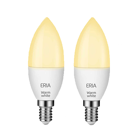 ERIA C40 6W | Twin Pack: Smart Dimmable Warm White E14 Candle Light Bulb