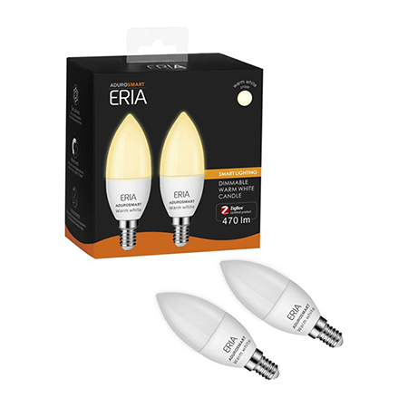 ERIA C40 6W | Twin Pack: Smart Dimmable Warm White E14 Candle Light Bulb with box