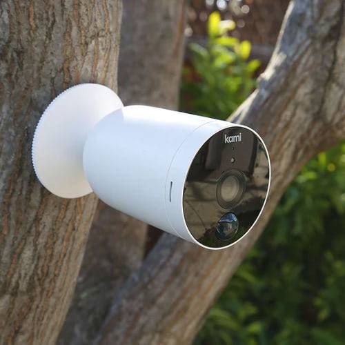Wire Free Wi-Fi Outdoor Security Camera with Long Battery Life Kami on tree