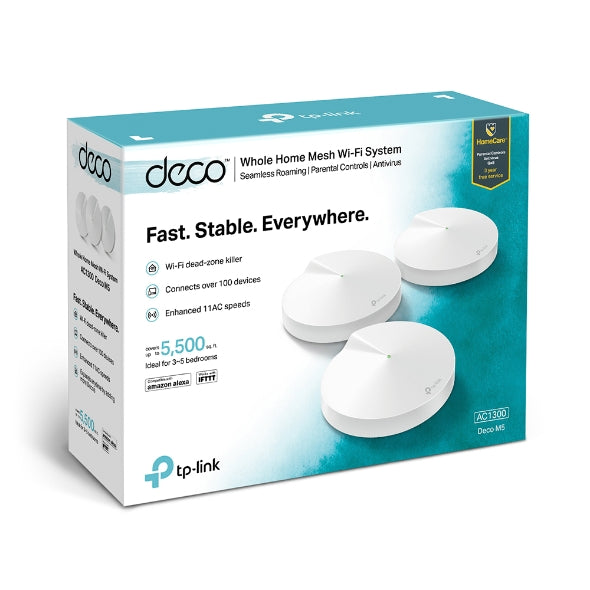 Whole Home Mesh Wi-Fi System | Deco M5 AC1300 (3 Pack) box