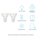 ERIA 6W | Twin Pack: Smart Dimmable Warm White GU10 Spotlight Bulb Features