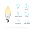 ERIA C40 6W | Smart Dimmable Warm White E14 Candle Light Bulb features